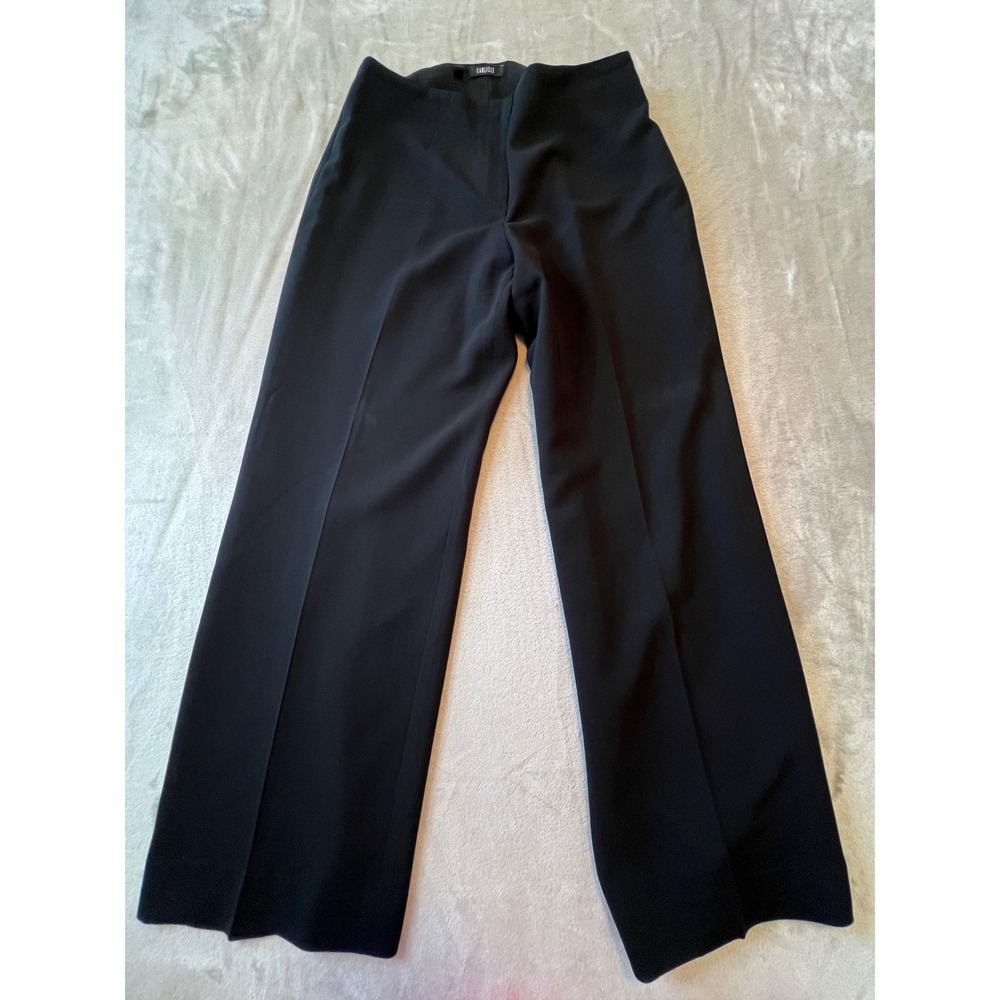 Carlisle Dress Pants Womens 8 Black Wide Leg Trouser Triacetate Blend